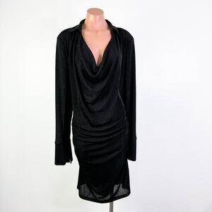 Alexa Admor Rosalie Long Sleeve Draped Shift Dress Black Whimsigoth sz XL FLAW